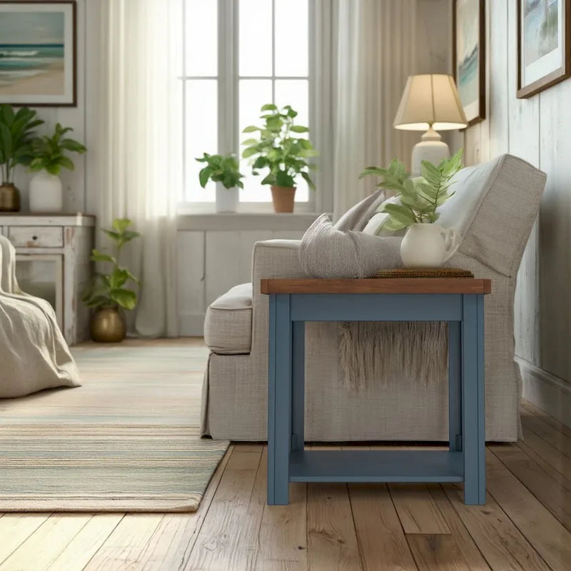 Table d'appoint Bridgevine Home Nantucket 61 cm (24 po), aucun assemblage requis, finition bleu denim et whisky-2