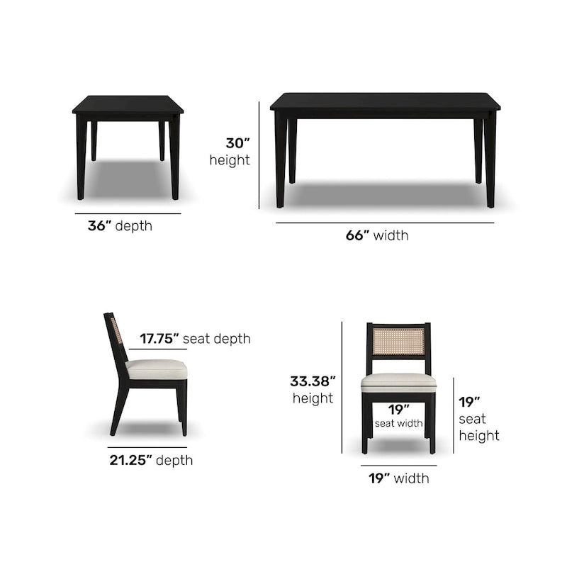 Ensemble de salle à manger rectangulaire en bois noir Brentwood de Homestyles - 66 x 30 x 36-7