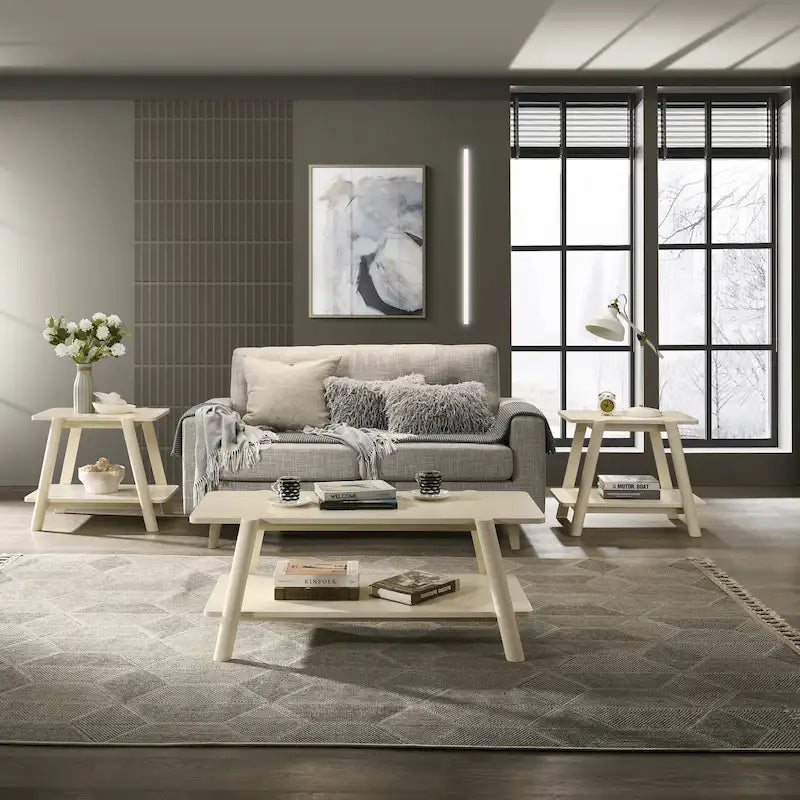 Ensemble de table basse 3 pièces Metz en bois, style milieu du siècle, de Roundhill Furniture.-39