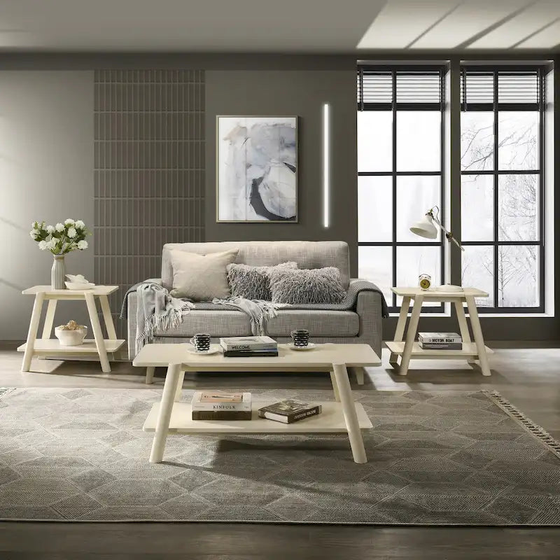 Ensemble de table basse 3 pièces Metz en bois, style milieu du siècle, de Roundhill Furniture.-11