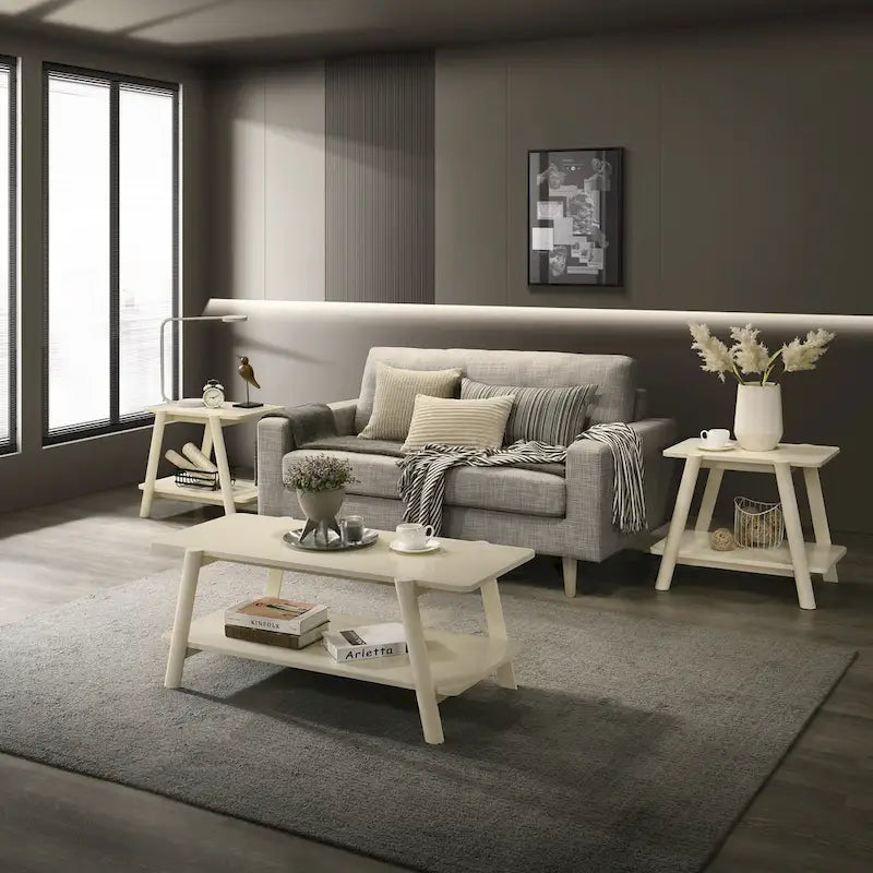 Ensemble de table basse 3 pièces Metz en bois, style milieu du siècle, de Roundhill Furniture.-12