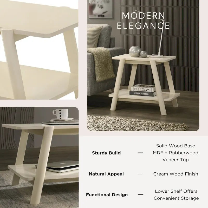 Ensemble de table basse 3 pièces Metz en bois, style milieu du siècle, de Roundhill Furniture.-14