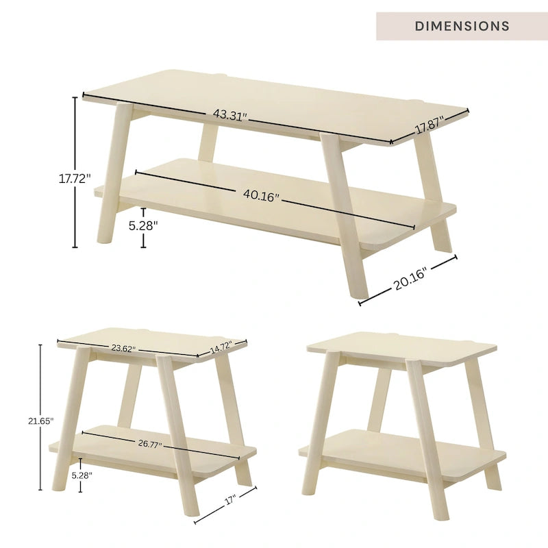 Ensemble de table basse 3 pièces Metz en bois, style milieu du siècle, de Roundhill Furniture.-20