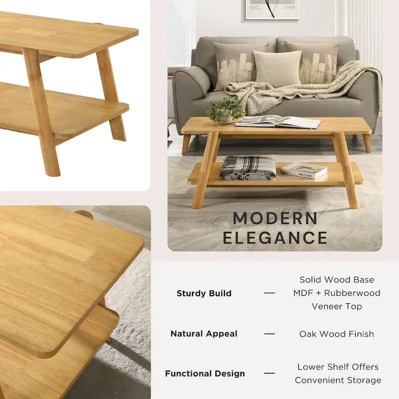 Ensemble de table basse 3 pièces Metz en bois, style milieu du siècle, de Roundhill Furniture.-23