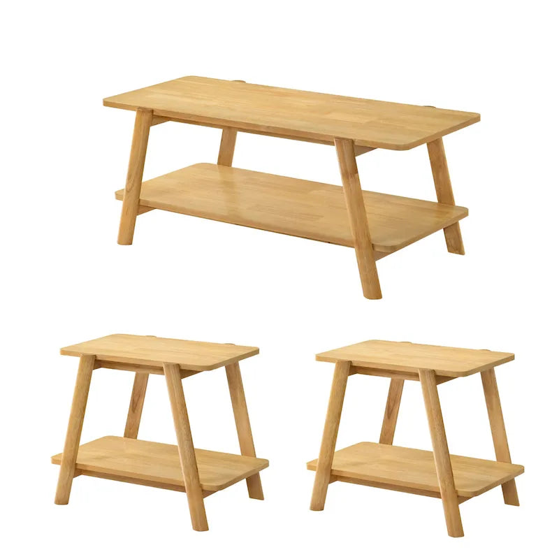 Ensemble de table basse 3 pièces Metz en bois, style milieu du siècle, de Roundhill Furniture.-29