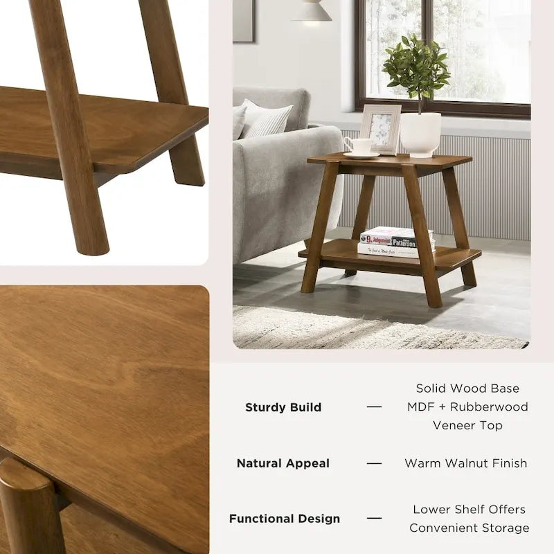 Ensemble de table basse 3 pièces Metz en bois, style milieu du siècle, de Roundhill Furniture.-34