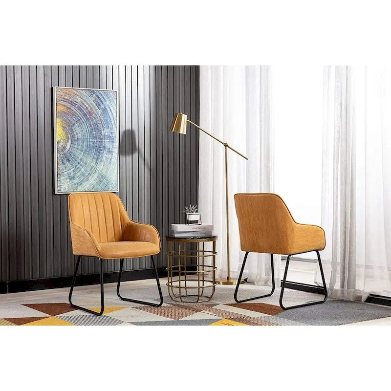 Ensemble de 2 chaises de salle à manger Home Beyond en similicuir, jaune et beige-3