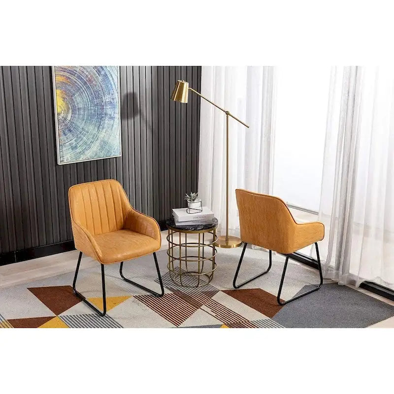 Ensemble de 2 chaises de salle à manger Home Beyond en similicuir, jaune et beige-4