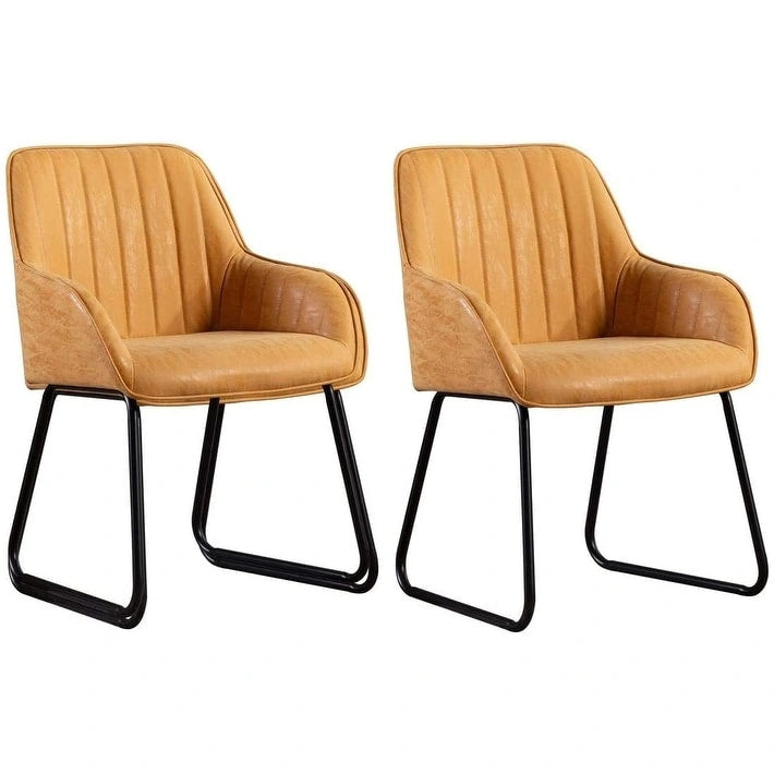 Ensemble de 2 chaises de salle à manger Home Beyond en similicuir, jaune et beige-6