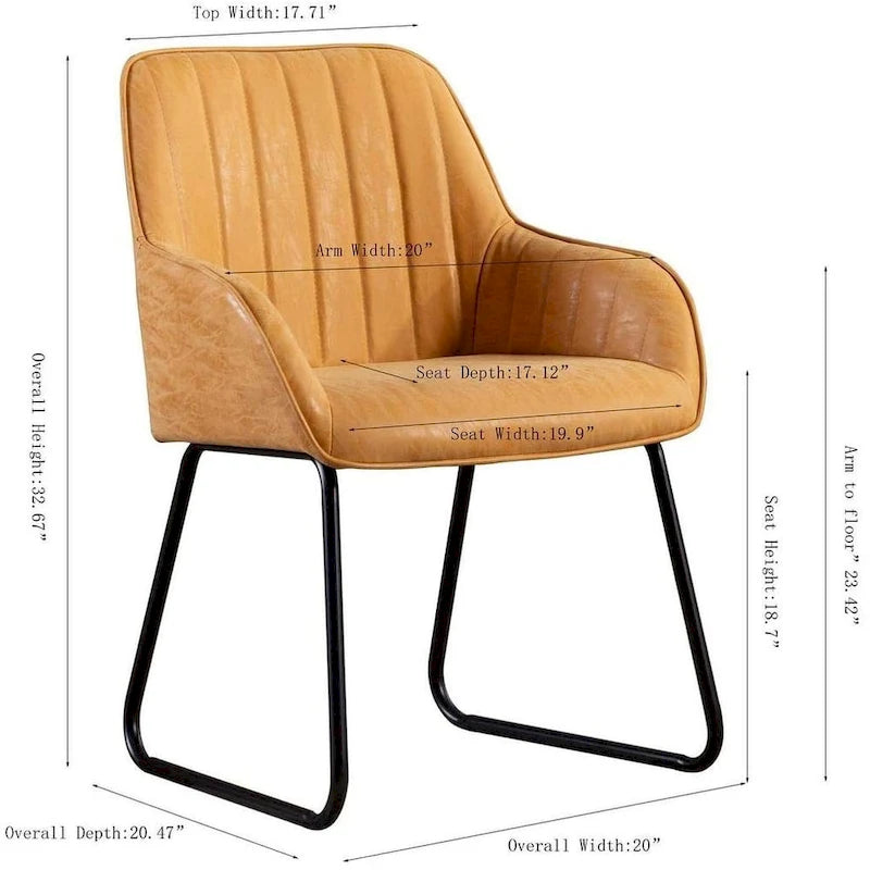 Ensemble de 2 chaises de salle à manger Home Beyond en similicuir, jaune et beige-7