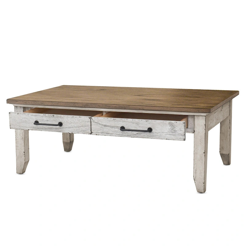 Table basse bicolore ivoire et miel Steve Silver-5