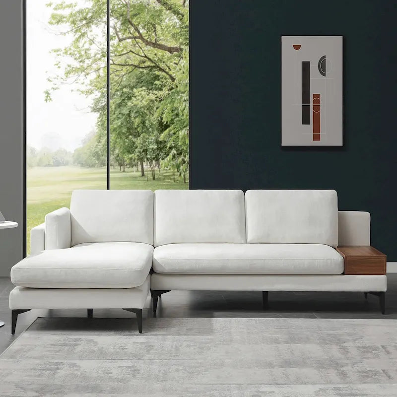 Canapé d'angle modulable réversible avec coffre décoratif en bois intégré-28