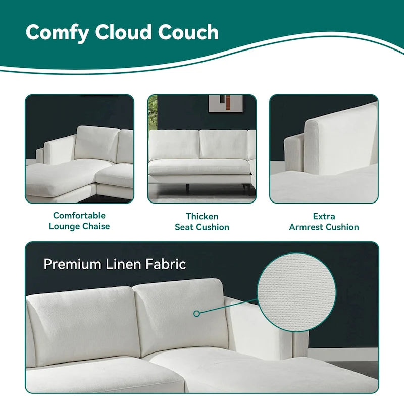 Canapé d'angle modulable réversible avec coffre décoratif en bois intégré-4