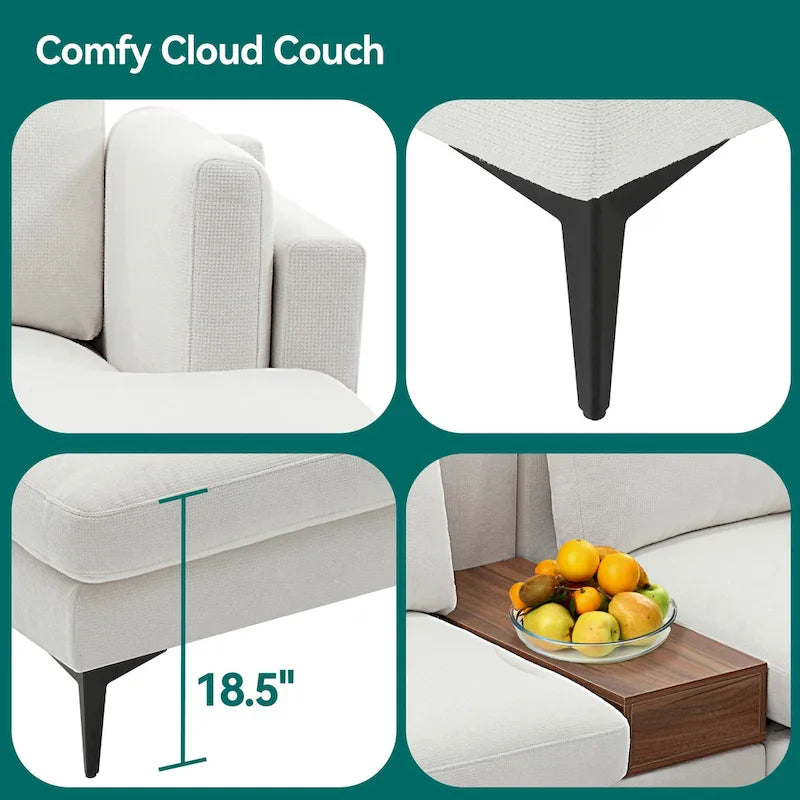 Canapé d'angle modulable réversible avec coffre décoratif en bois intégré-15