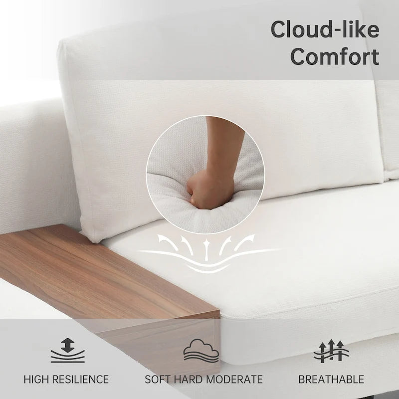 Canapé d'angle modulable réversible avec coffre décoratif en bois intégré-16