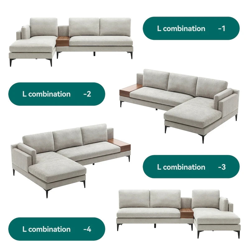 Canapé d'angle modulable réversible avec coffre décoratif en bois intégré-22