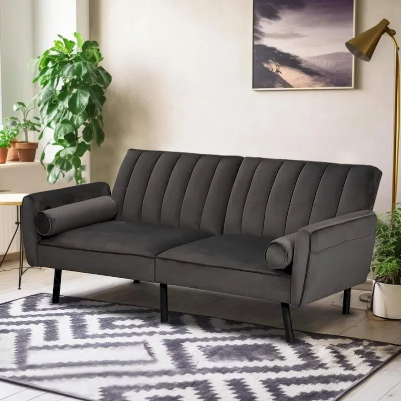 Canapé-lit convertible en velours avec port USB, idéal pour une chambre d'étudiant, un appartement ou une pièce supplémentaire - 2 personnes-30