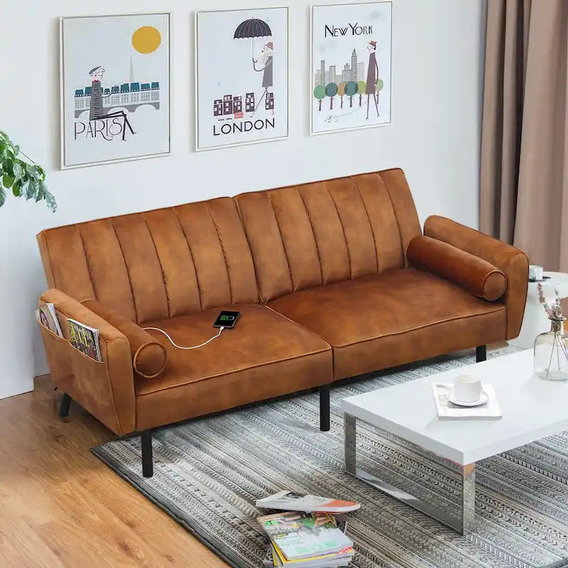 Canapé-lit convertible en velours avec port USB, idéal pour une chambre d'étudiant, un appartement ou une pièce supplémentaire - 2 personnes-32