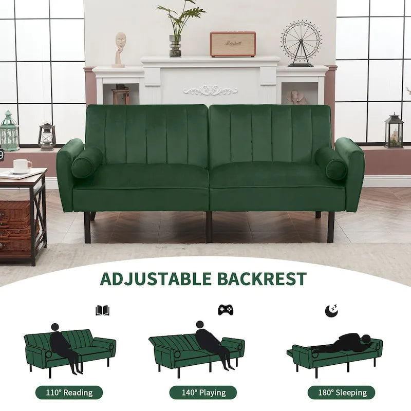 Canapé-lit convertible en velours avec port USB, idéal pour une chambre d'étudiant, un appartement ou une pièce supplémentaire - 2 personnes-5