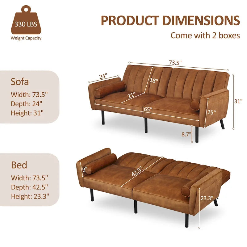 Canapé-lit convertible en velours avec port USB, idéal pour une chambre d'étudiant, un appartement ou une pièce supplémentaire - 2 personnes-8