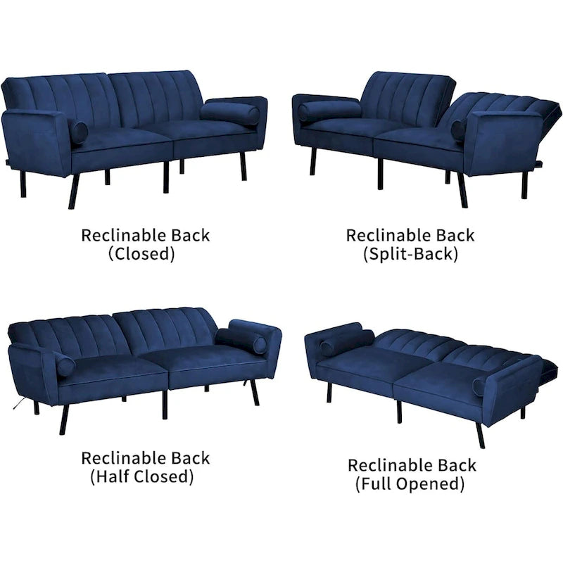 Canapé-lit convertible en velours avec port USB, idéal pour une chambre d'étudiant, un appartement ou une pièce supplémentaire - 2 personnes-16