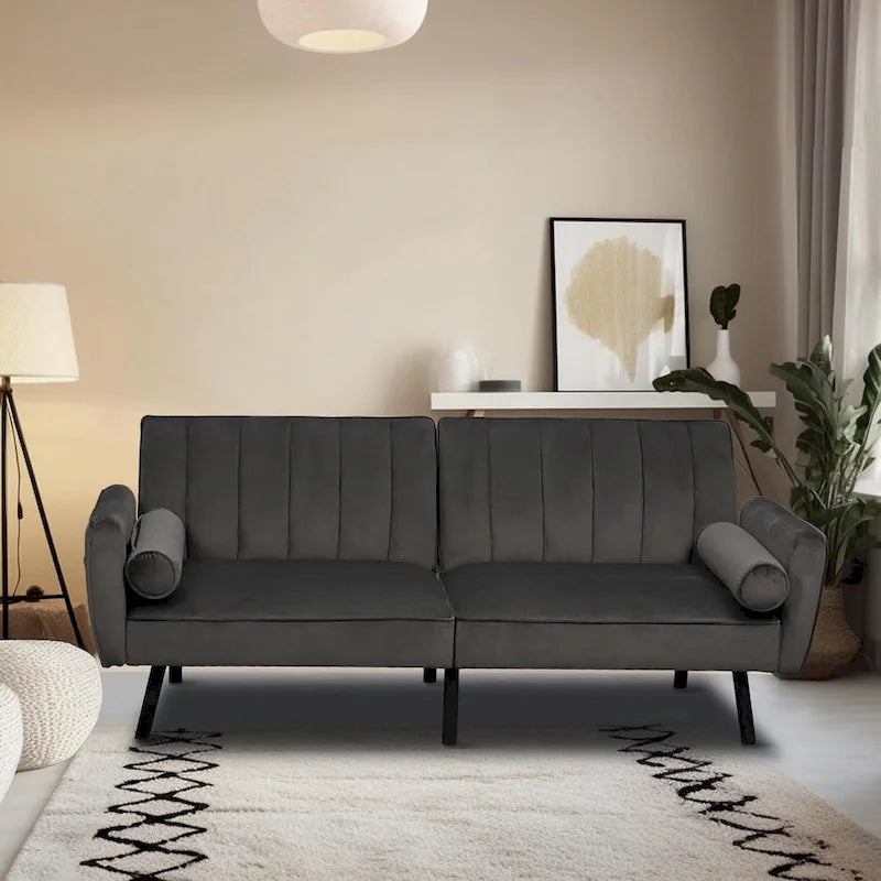 Canapé-lit convertible en velours avec port USB, idéal pour une chambre d'étudiant, un appartement ou une pièce supplémentaire - 2 personnes-26