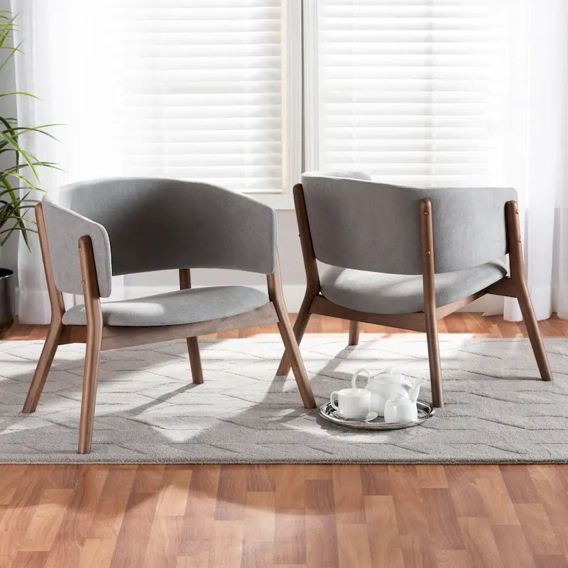 Ensemble de 2 fauteuils d'appoint de salon Baron style moderne du milieu du siècle