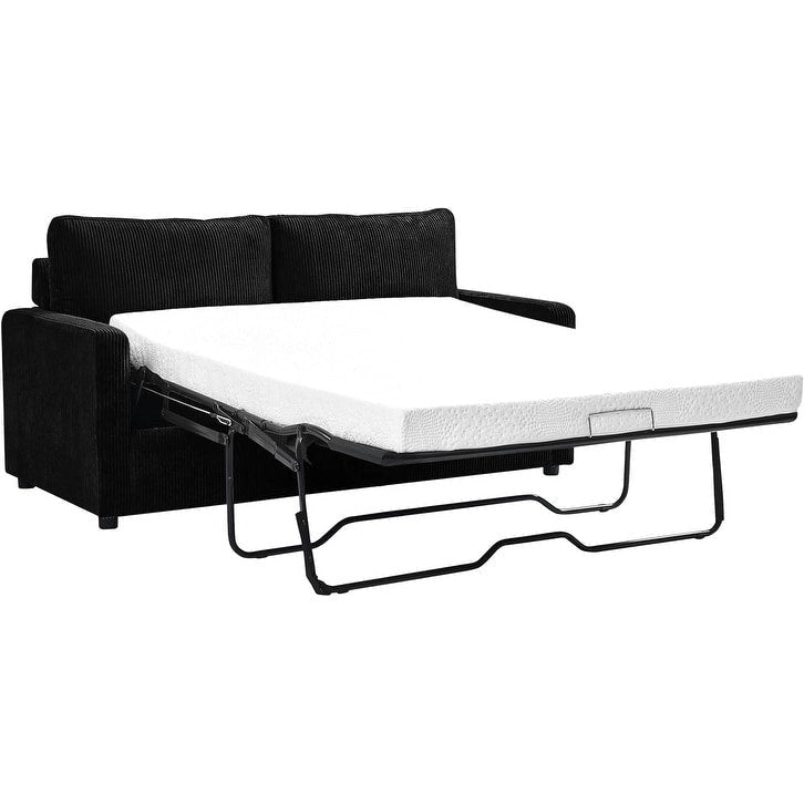 Canapé-lit Manchester en velours côtelé de 178 cm avec accoudoirs carrés et matelas-8