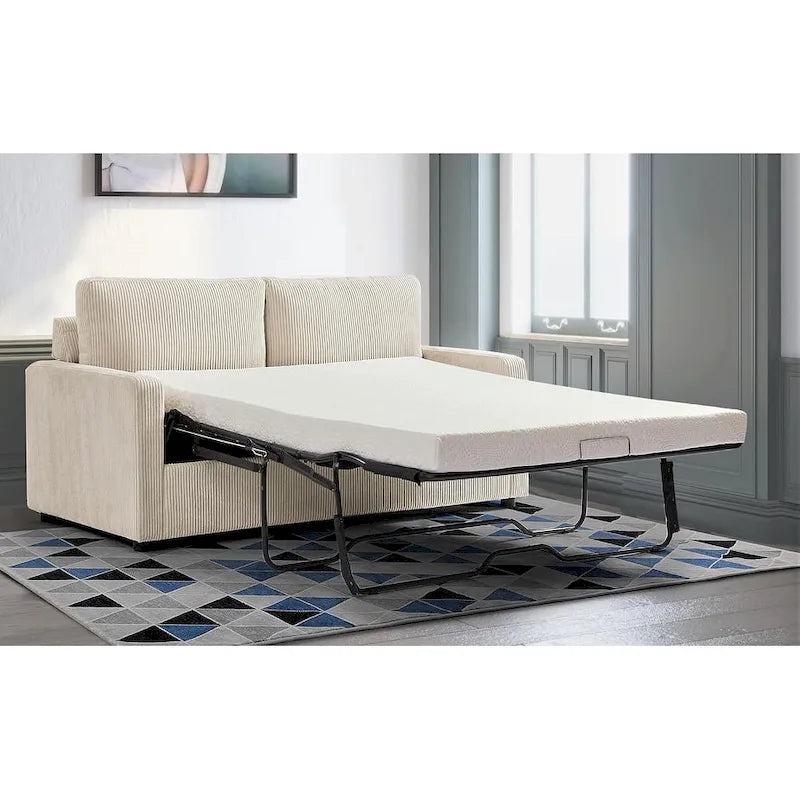 Canapé-lit Manchester en velours côtelé de 178 cm avec accoudoirs carrés et matelas-13