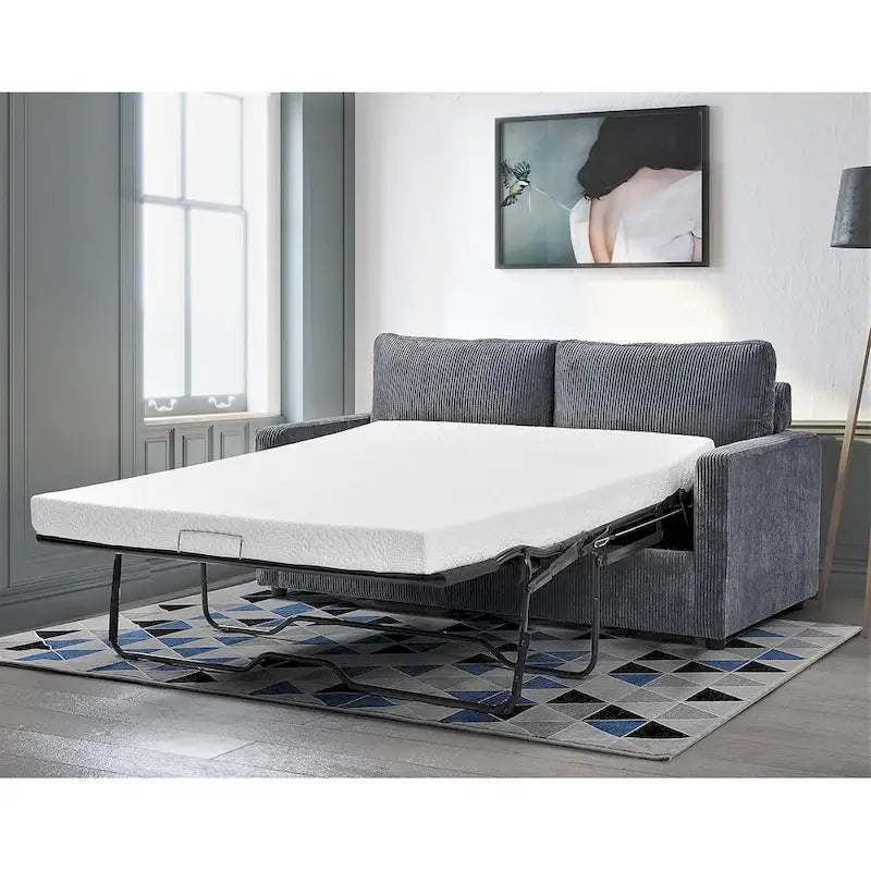 Canapé-lit Manchester en velours côtelé de 178 cm avec accoudoirs carrés et matelas-20