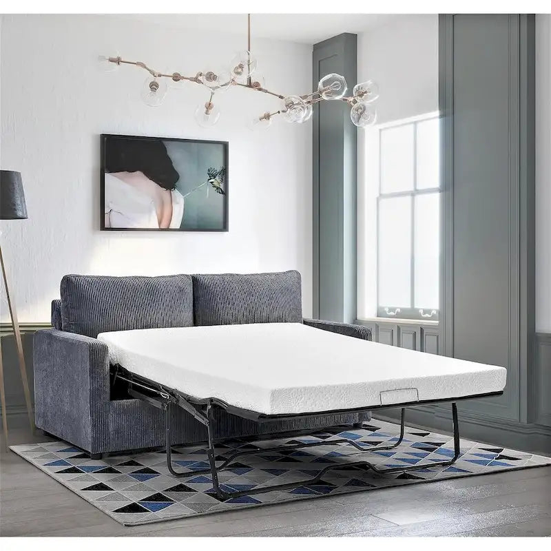 Canapé-lit Manchester en velours côtelé de 178 cm avec accoudoirs carrés et matelas-24