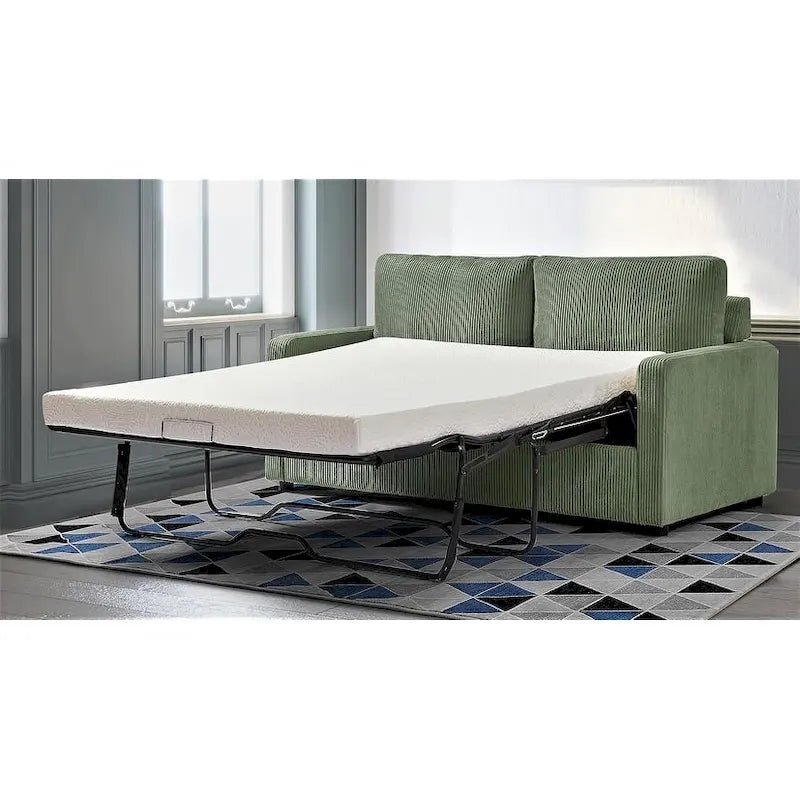 Canapé-lit Manchester en velours côtelé de 178 cm avec accoudoirs carrés et matelas-30