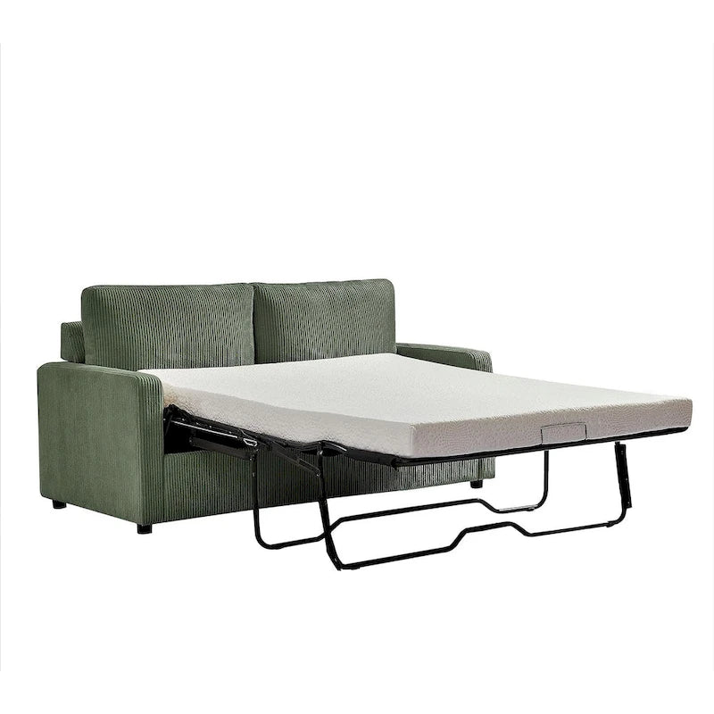 Canapé-lit Manchester en velours côtelé de 178 cm avec accoudoirs carrés et matelas-32