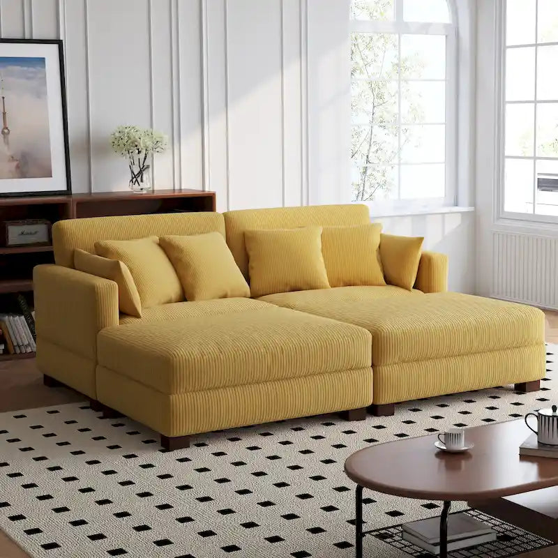 Ensemble de canapés d'angle modulables convertibles 88 pouces-50