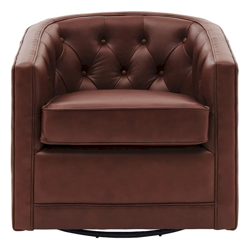 Fauteuil pivotant en cuir pleine fleur Walsh-32