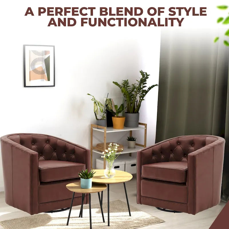 Fauteuil pivotant en cuir pleine fleur Walsh-3