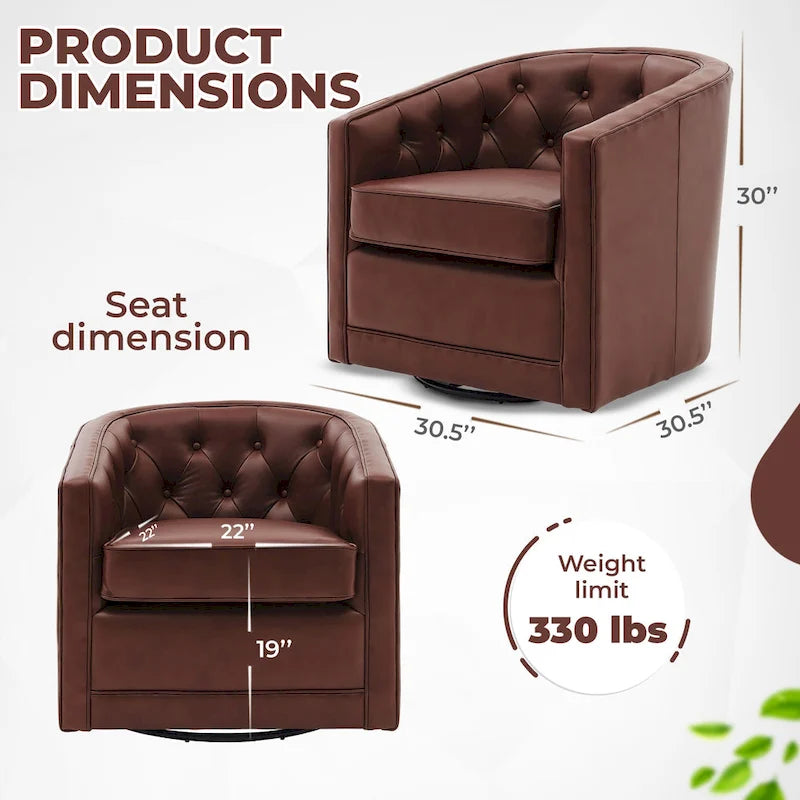 Fauteuil pivotant en cuir pleine fleur Walsh-4