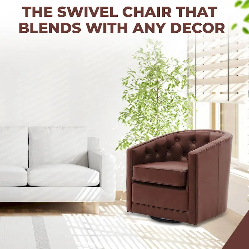 Fauteuil pivotant en cuir pleine fleur Walsh-6