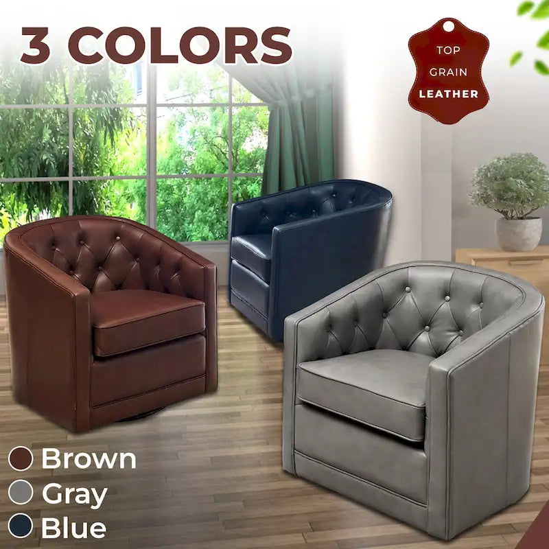 Fauteuil pivotant en cuir pleine fleur Walsh-8