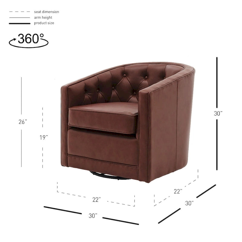 Fauteuil pivotant en cuir pleine fleur Walsh-15