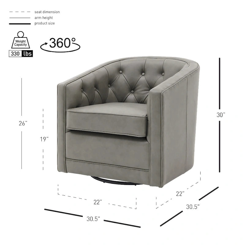 Fauteuil pivotant en cuir pleine fleur Walsh-22