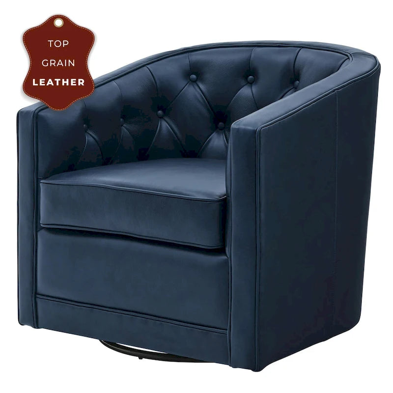 Fauteuil pivotant en cuir pleine fleur Walsh-24
