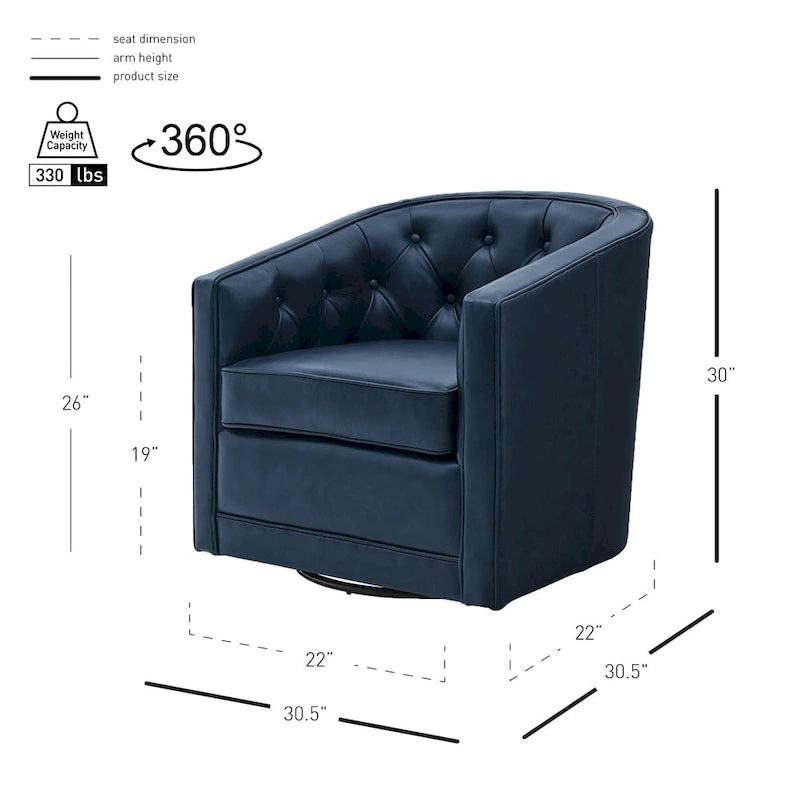 Fauteuil pivotant en cuir pleine fleur Walsh-29