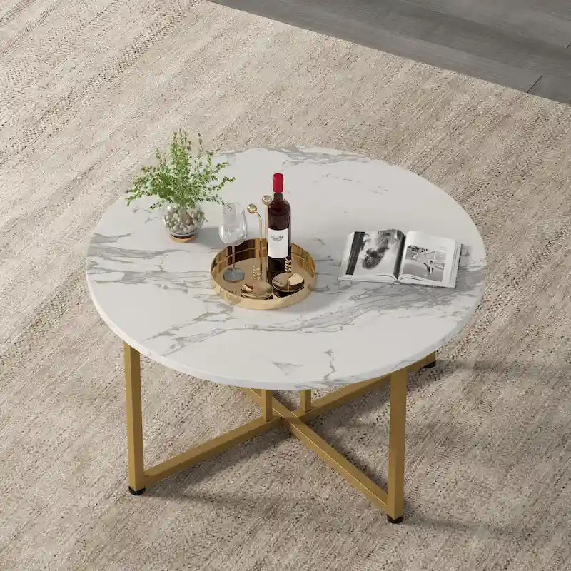 Ensemble de 3 tables basses et d'appoint rondes Myhozm avec étagères ouvertes-11