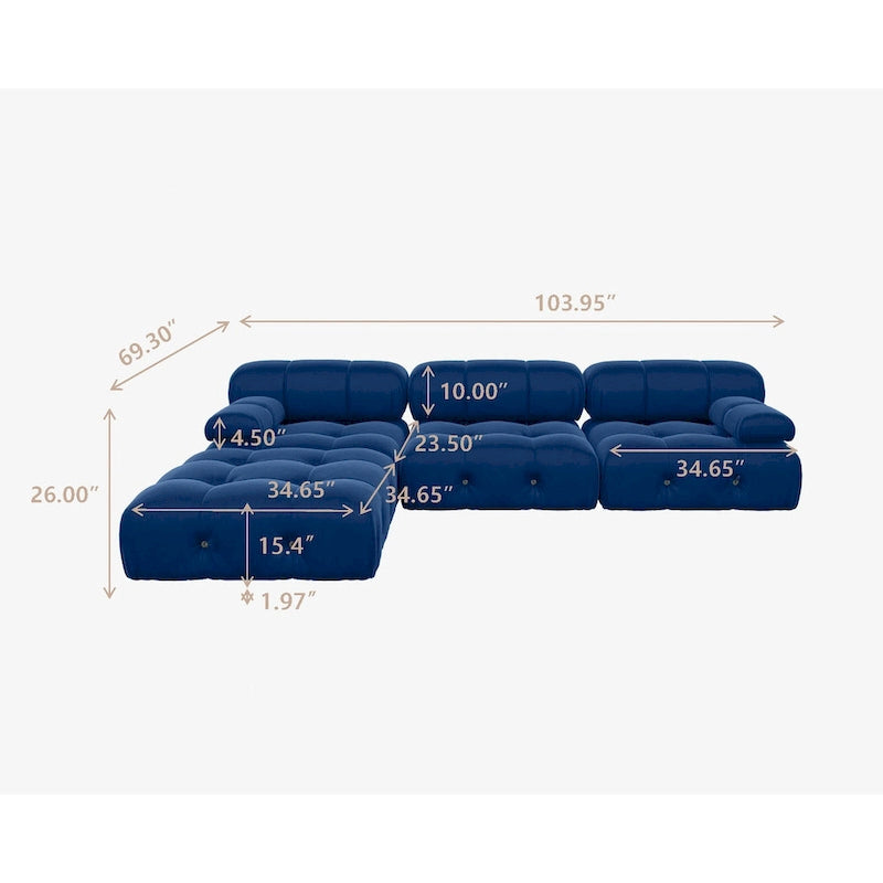 Canapé d'angle rembourré en velours bleu-15