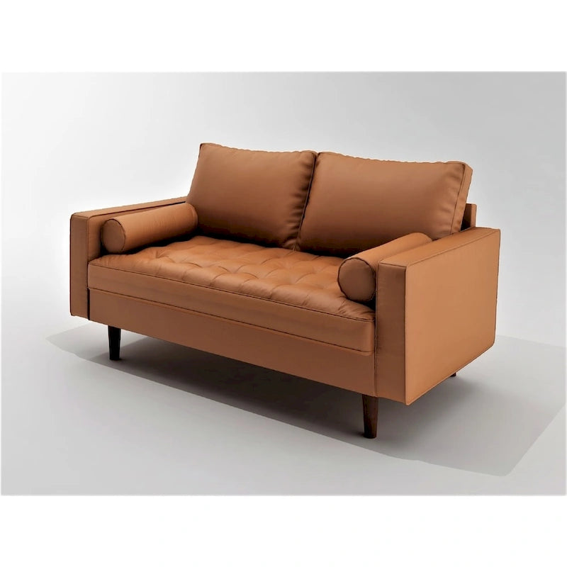 US Pride Lopez Faux Leather Mid-century Modern Loveseat