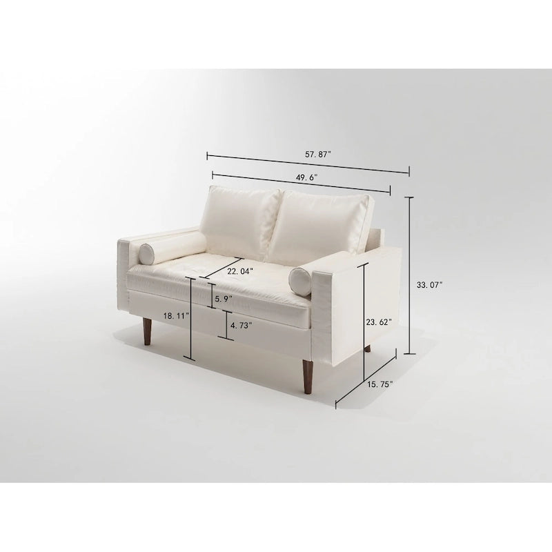 Canapé deux places US Pride Lopez en similicuir style moderne du milieu du siècle-8