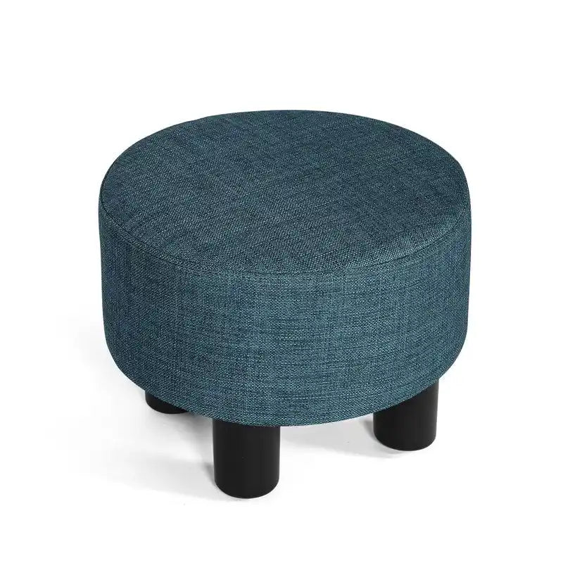 Repose-pieds rond ottoman Adeco en tissu, tabouret rembourré moderne-4