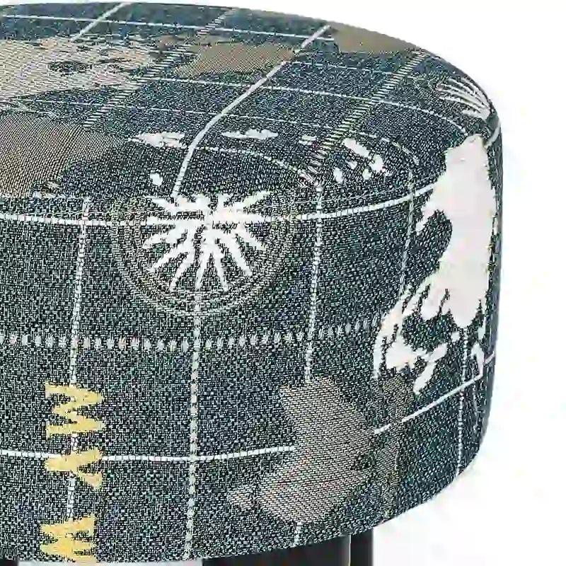 Repose-pieds rond ottoman Adeco en tissu, tabouret rembourré moderne-12