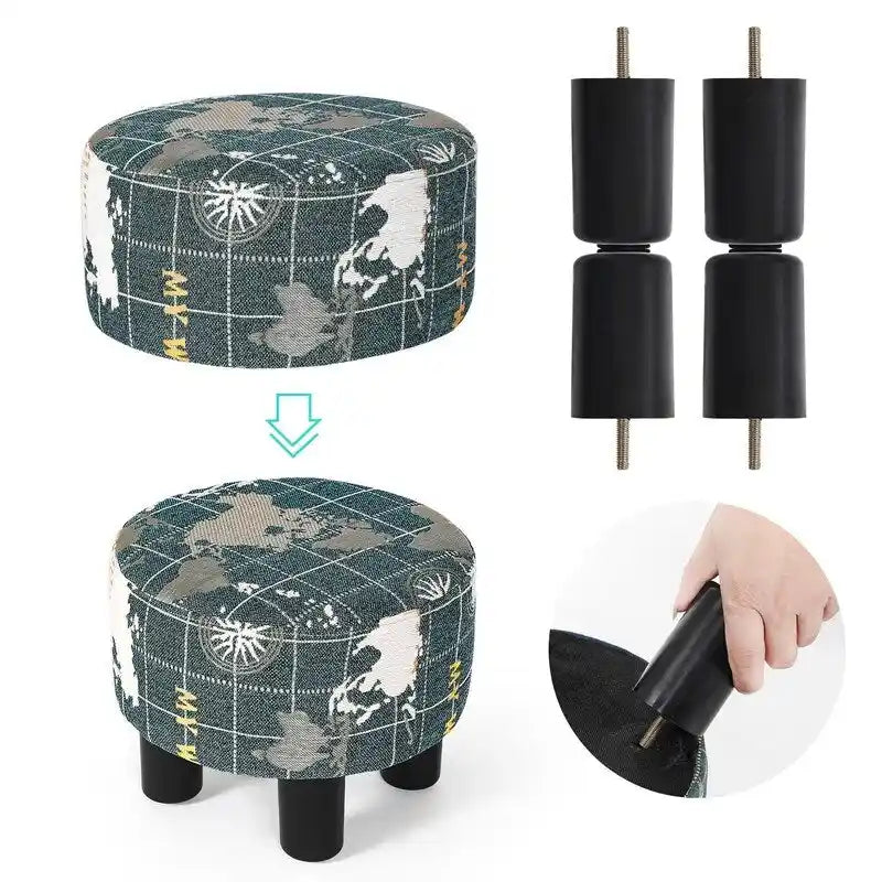 Repose-pieds rond ottoman Adeco en tissu, tabouret rembourré moderne-14